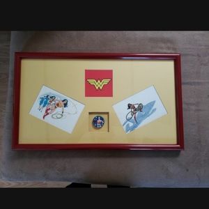 Wonder woman framed art with pin.